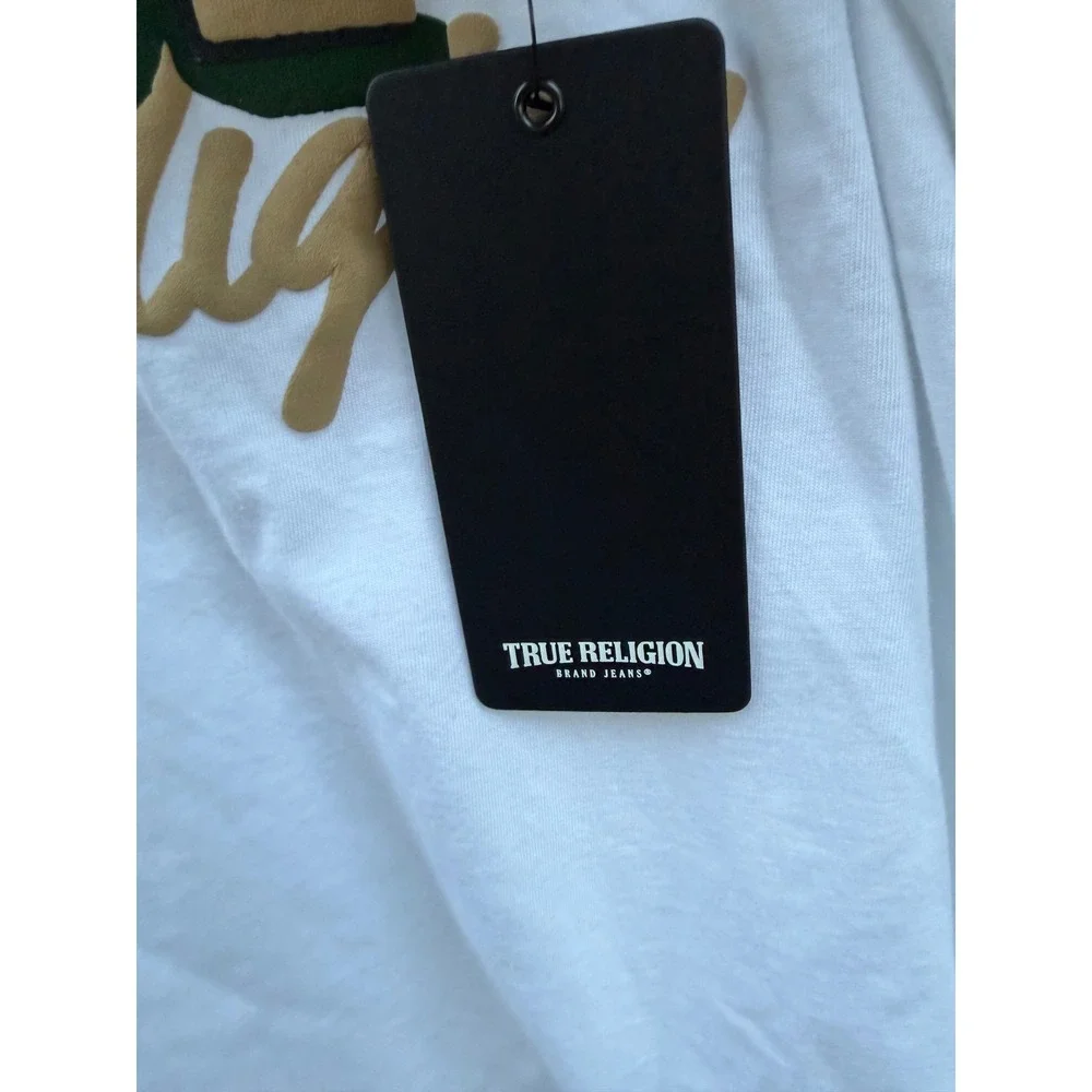 True Religion Mens Big HS Buddha SS Tee Optic White Graphic T-Shirt 700654 L